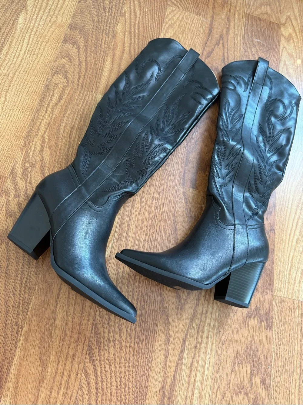 Black Tall Western Knee-High Boots - Women
